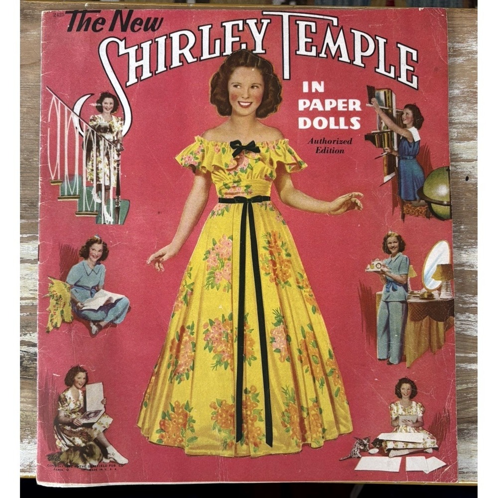 Vintage Saalfield New Shirley Temple In Paper Dolls uncut 1942 original #2425
